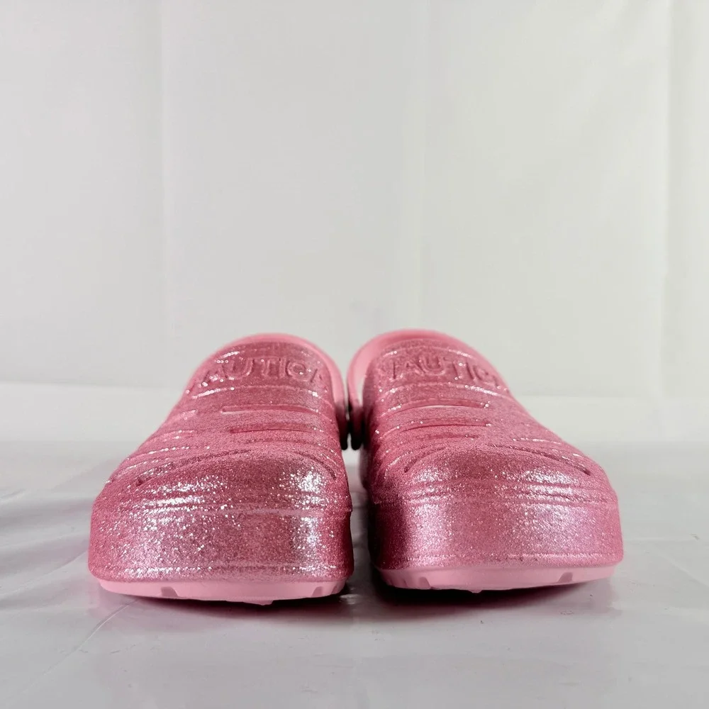 Nautica River Edge Girls 4 Clog Sandals Light Pink‎ Glitter New